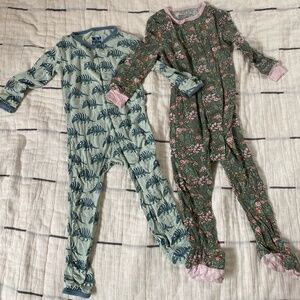 2 Pairs Pajamas sized 18-24 mos  Kickee Pants and Magnetic Me